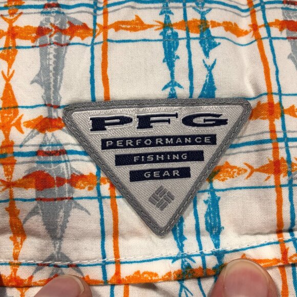 Columbia Vented Shirt PFG Men's XL Fish Pattern Plaid Short Sleeve Fishing Camp - Picture 5 of 8